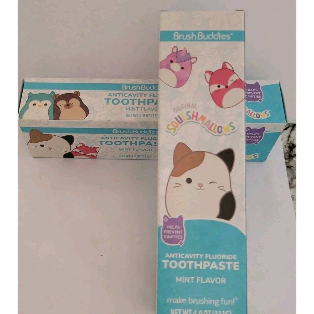 BrushBuddies Anticavity Fluoride Toothpaste Original Squishmallows Mint Flavor